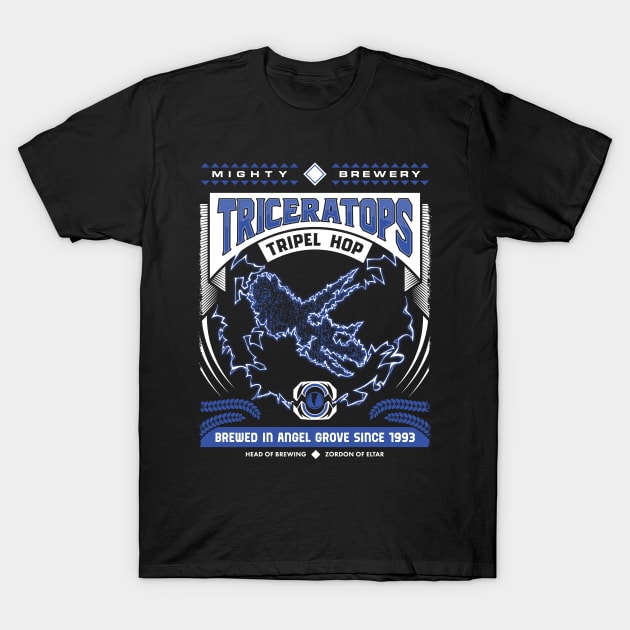 Mighty Brews - Blue Triceratops T-Shirt by DCLawrenceUK